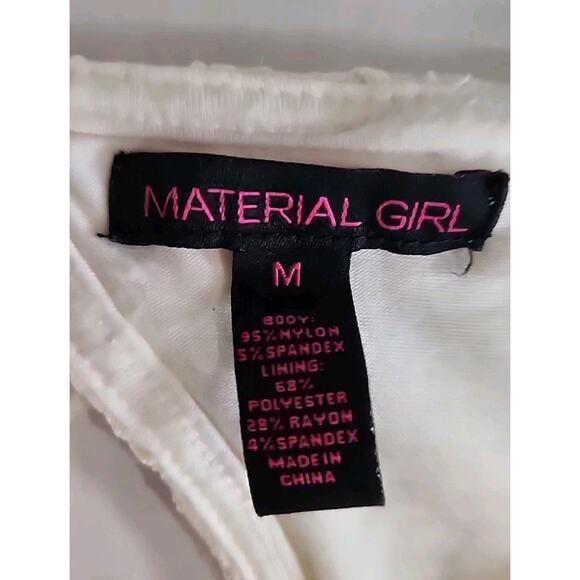 Material Girl Bodycon Dress Size Medium Ivory Lace Lined Sheer Hem & Sleeves0 - Picture 3 of 10